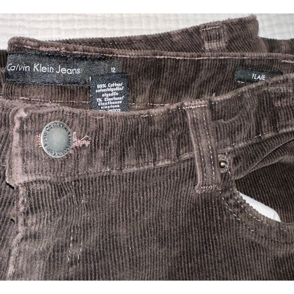Calvin Klein Jeans Brown Corduroy Flare Leg Trousers Women's Size 12